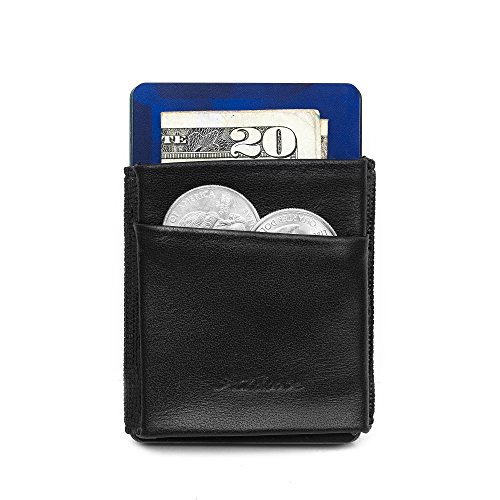 Slim Wallet Leather and Elastic Minimalist Credit Card Sleeve Gifts for Dad