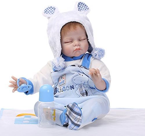 Prezzo Nicery Reborn Baby Doll Rinato Bambino Bambola Vinyl Molle del Simulazione Silicone 22 Pollici 55cm Bocca Realistico Ragazzo Ragazza Bambina Giocattolo vivido 3 Anni + Blu Chiudi Gli Occhi Offerte