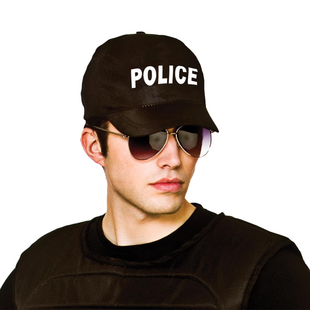 Wicked Costumes Adult Unisex Black Police Cap Uniform Fancy Dress Hat