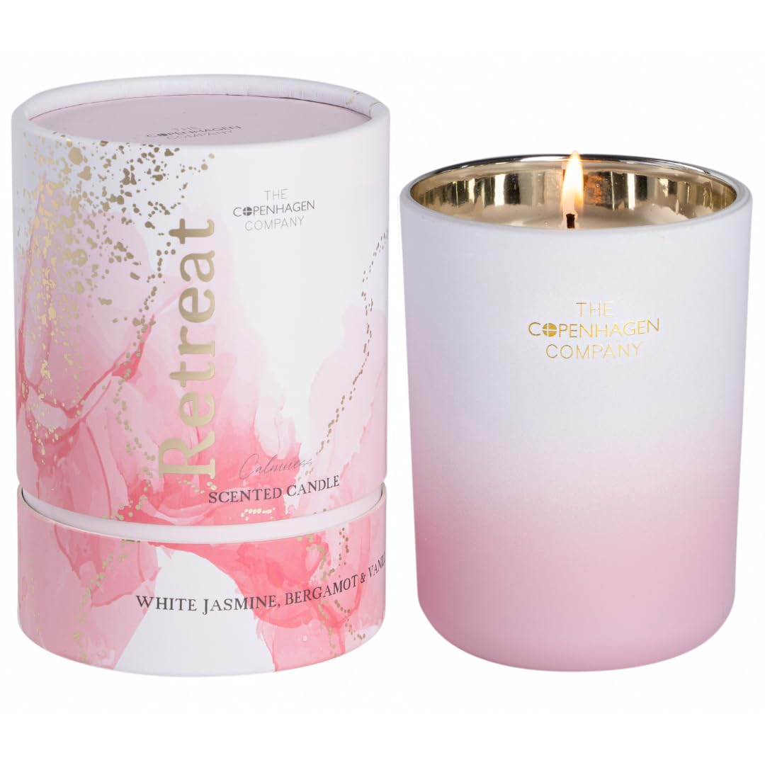 Luxury Scented Candle Gifts for Women | Aromatherapy Natural Wax Blend | 45 Hours Burn time | The Copenhagen Company - White Jasmin, Bergamot & Vanilla (7oz)