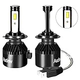H7 LED Headlight Bulb 2Pcs AUDEW 72W 8000Lumens 6000K Cool White with COB Chips Super Bright All-in-One Conversion kit -2 Year Warranty