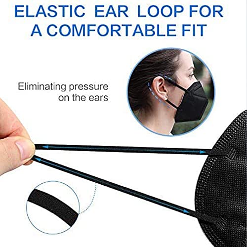 HUHETA KN95 Masks, Packs of 20 Black Face Mask, 5Layers Protective Cup