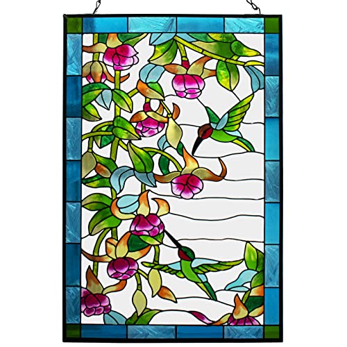 VEWOGARDEN Fensterbehang mit Kolibri, Buntglas, Sonnenfänger-Panel mit Kette für Wand oder Fenster, 25,4 x 38,1 cm (B x H)
