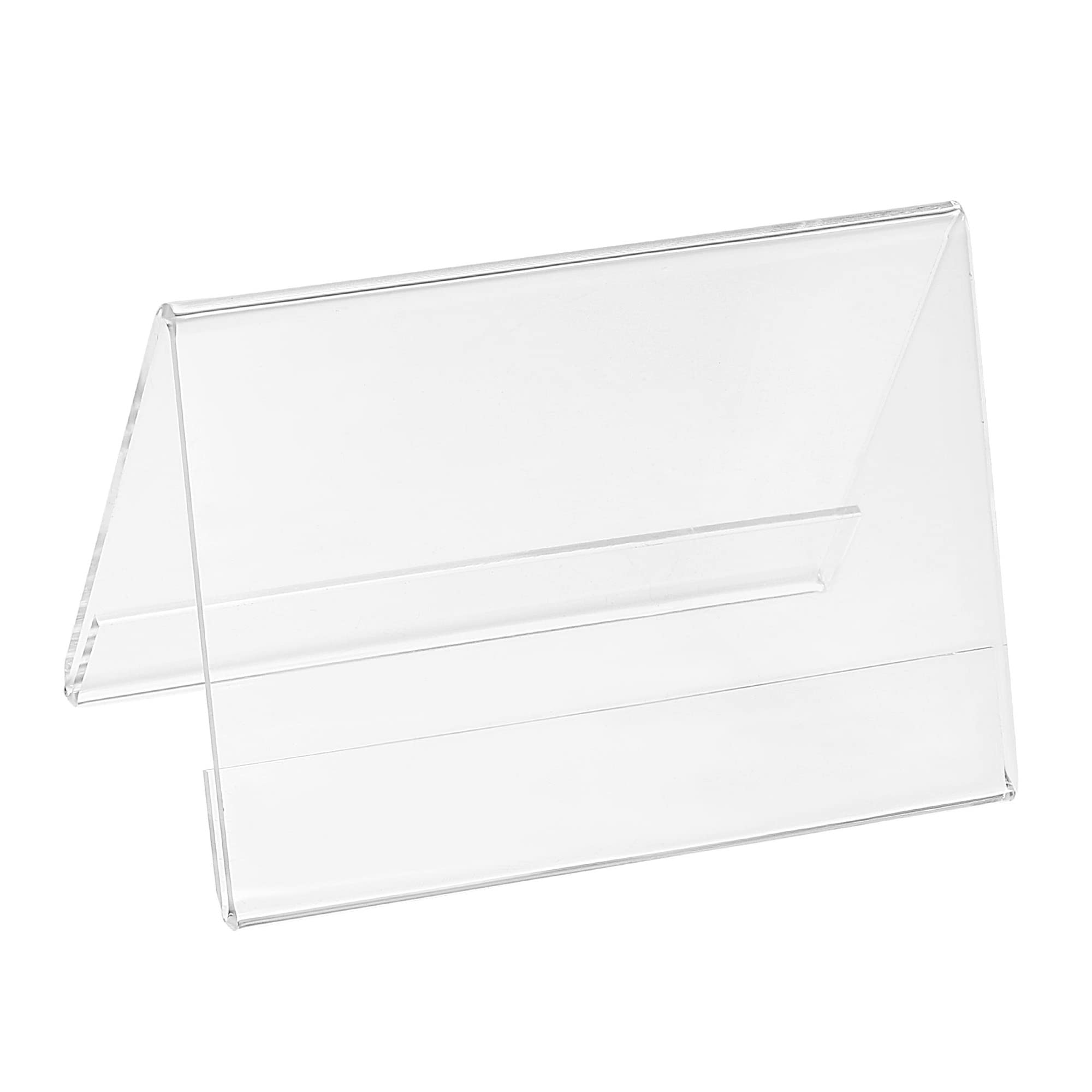 PATIKIL 3.51 x 2.34inch Acrylic Name plate Holders Desk Sign Frame,5Pcs Transparent Name Tent Holders, Table Display for Table Menu Card Holders Triangle Conference Card Holder