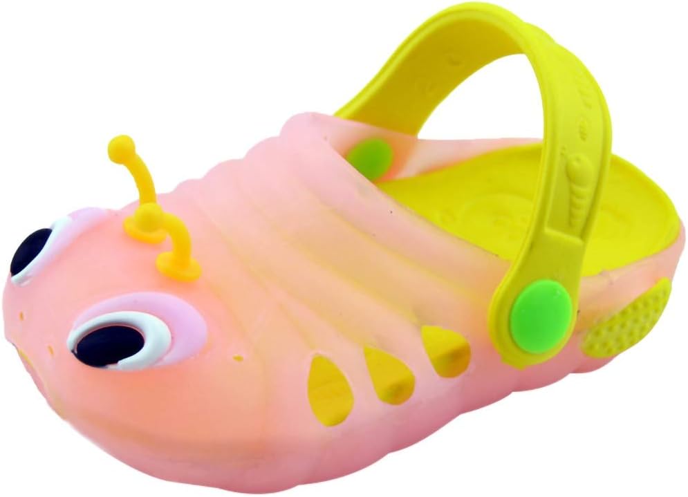 Cartoon Sandals Boys Girls Shoes Cute Beach Slippers Flip Shoes Unisex Caterpillar Simulation Non-Slip Shoes (Pink a, (4.5C US Toddler/ Tag18))
