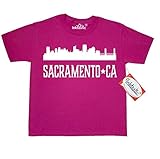 Inktastic Big Boys' Sacramento California Skyline CA Cities Youth T-Shirt Youth X-Small (2-4) Cyber Pink