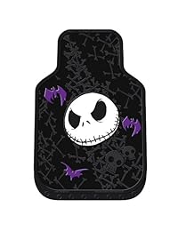 4 Tapetes para piso de hule con diseños de Jack Skellington, murciélagos púrpura, y huesos de Nightmare Before Christmas