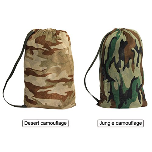TargetEvo Hunting Ghillie Suit Desert/Woodland Camouflage Clothing includes Jacket Trousers Hood Gun Wrap Drawstring Bag in 5-Piece for Airsoft Halloween Prank