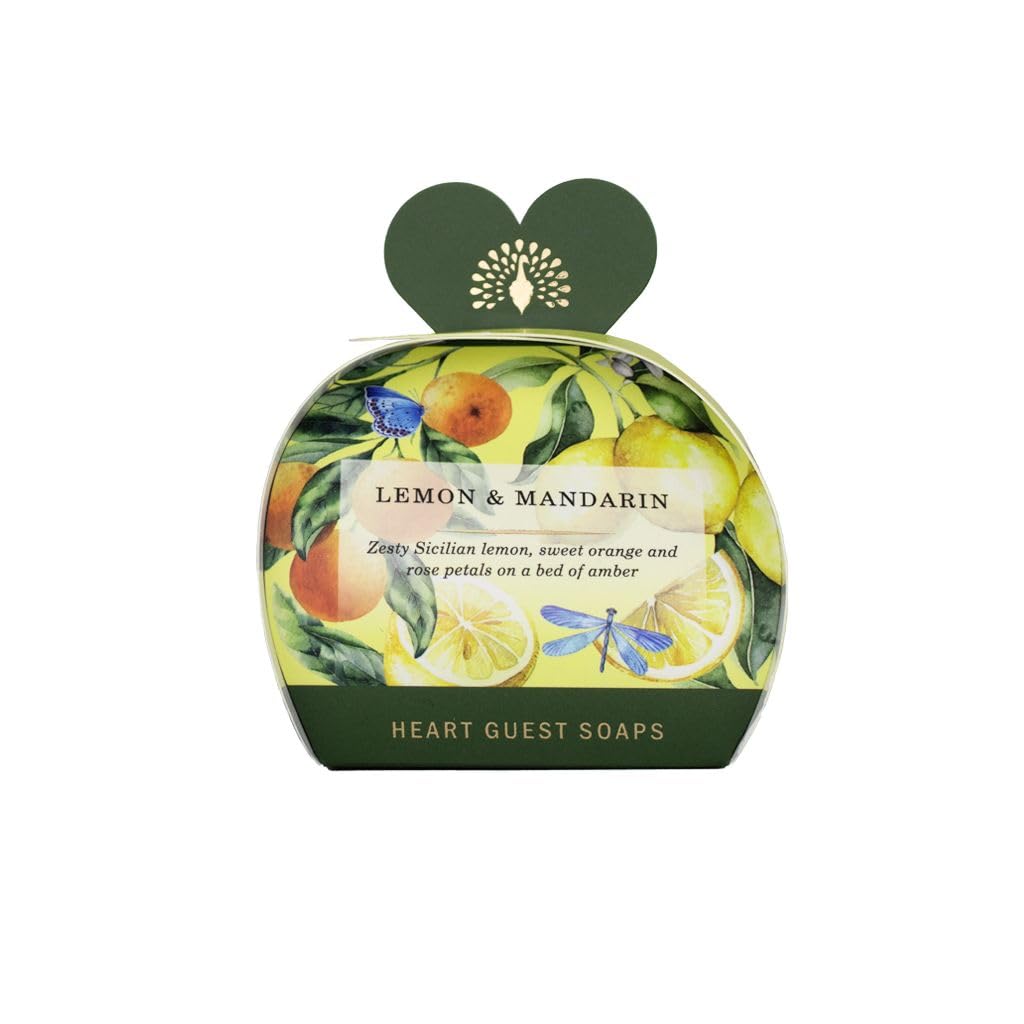 The English Soap Company Shea Butter Heart Shaped Soaps, Lemon and Mandarin Scent 3 x 20g