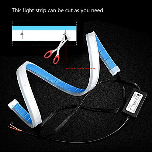 LEADTOPS Flexible Led Light Strip 2 Pcs 24 Inch Dual Color LED Headlight Surface Strip Tube Light White & Amber Daytime Running Light Waterproof Switchback Sequential Lamp Turn Signal Light