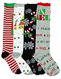 Caramel Cantina Knee High Festive Holiday Christmas Socks 4-Pack
