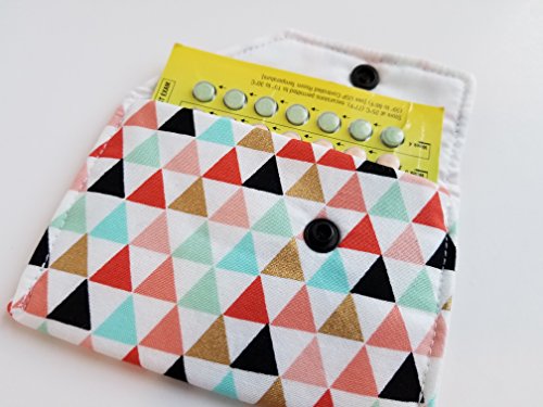 Birth Control Case with Snap Closure- Triangles and Gold