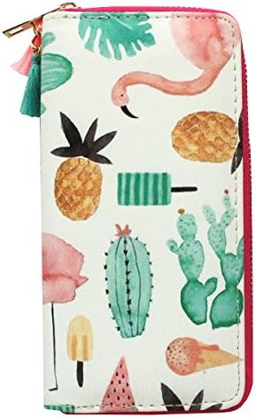 TimleeCute Rainbow Unicorn Long Wallets Long Purse Cartoon Flamingo Wallet for Girls Women(Cactus B)