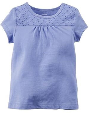 Baby Girls' Eyelet Lace Tee-Blue