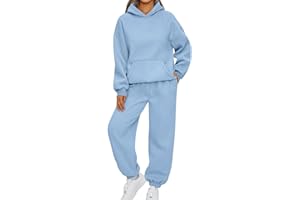 AZERALIA Lounge Sets for Women Solid Color Long Sleeved Hoodie Casual Sweatpants with Pockets 2 Piece Fall Outfits