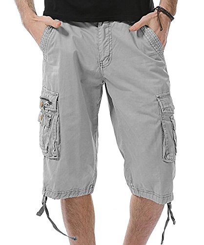 HHGKED Men's Twill Cargo Shorts-Light grey-32 - Thumbnail 3