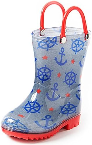 Toddler and Kids Rain Boots with Easy On Handles - Boys and Girls Colors and Designs