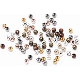 300Pcs Multicolor 3mm Metal Round Spacer Beads, Smooth Ball End Seed Beading for Jewelry Making Findings, Accessories Supplie, Beads and Bead Assortments