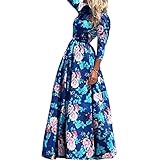 Cutecc Women Lady Long Sleeve Floral Party Cocktail Long Maxi Dress (XXL)