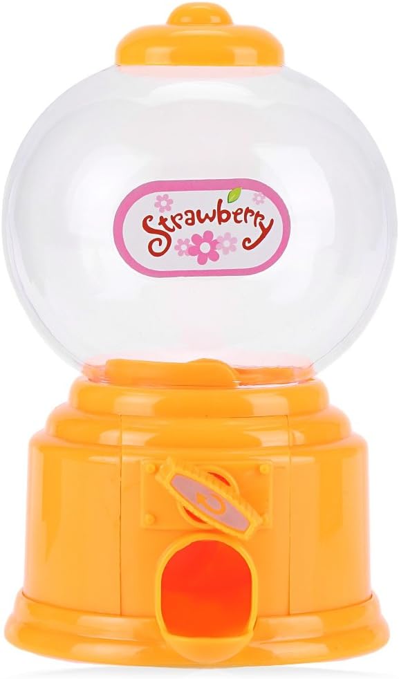 Tini RegnerCute Mini Candy Gumball Dispenser Vending Machine Saving Coin Bank Kids Toy Mini Cute Candy Gumball Jelly Beans Sugar Vending Machine Snack Dispenser Bean Machine with Jelly Beans (ORANGE)
