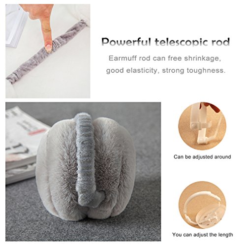 Ear Muffs for Adults Foldable Soft Ear Warmers Adjustable Wrap Winter Earmuffs (Gray)