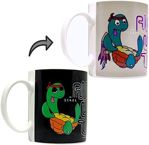 Heat changing mug | The Hottest Cup | Heat sensitive mug | Coffee/tea cup | Great gift idea | Turtle flying through a maze heat changing mug reveal secret quote | 11 OZ