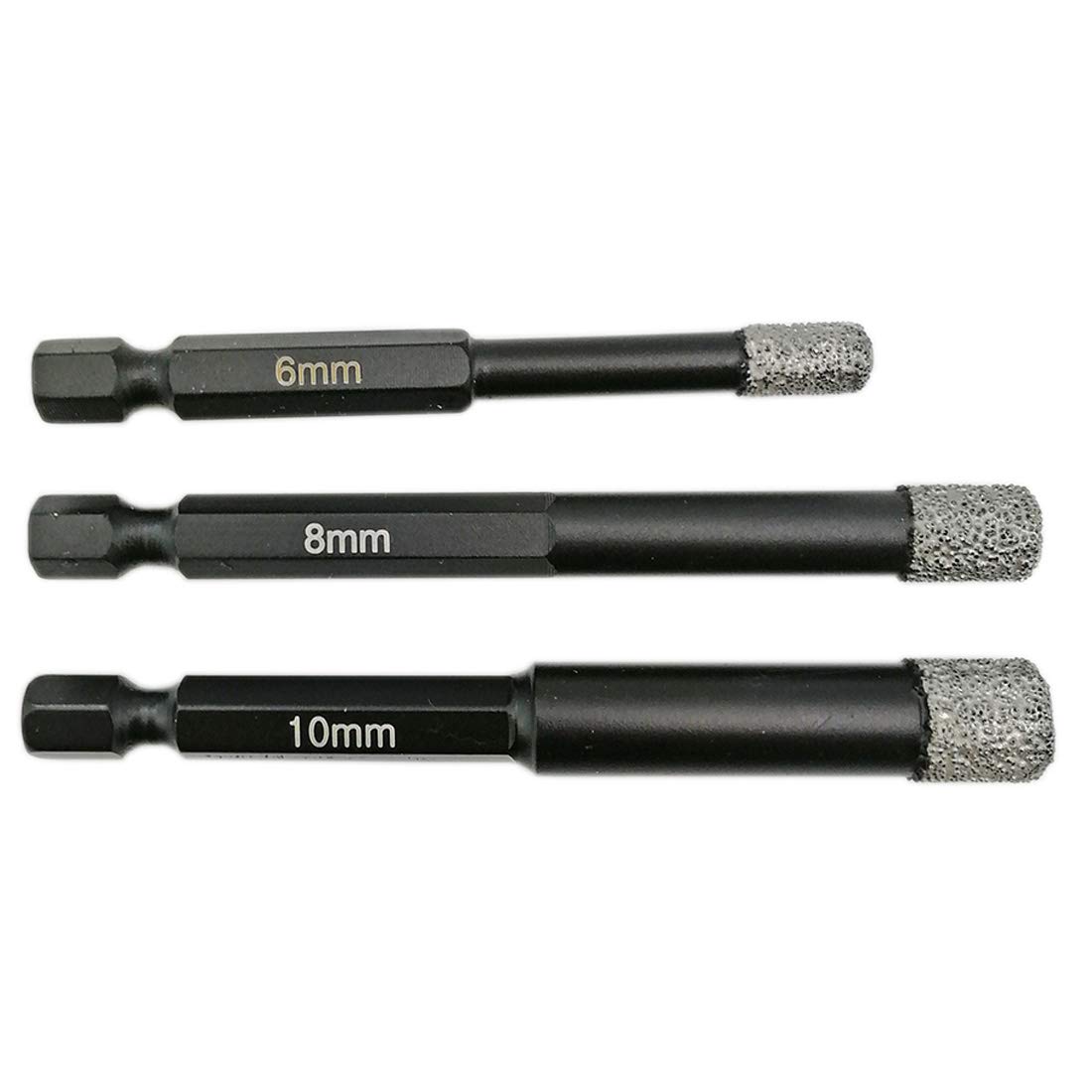 SHDIATOOL Diamond Drill Bits Set 6/8/10mm Hex Shank Quick Change for Porcelain Tile Ceramic Marble