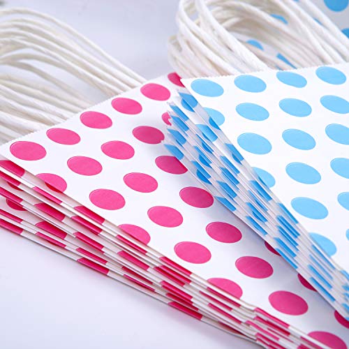Coobey 20 Pieces Dot Paper Bags Party Favor Bags Kraft Paper Bags with Handle for Baby Shower, Birthday and Party Celebrations - Thumbnail 2
