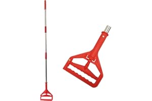 Commercial Mop Handle Heavy Duty 59" Industrial Mop Stick Adjustable Length Wet Mops Head Replacement Holder for Professional