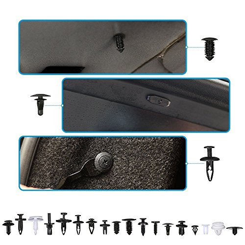 Soosee 240Pcs 18 Size Automotive Fasteners Car Plastic Push Pin Rivet Trim Clip Assortment Car Retainers Kit-Gifts Fastener Remover,Sponge Cushion and Crowbar - Thumbnail 5