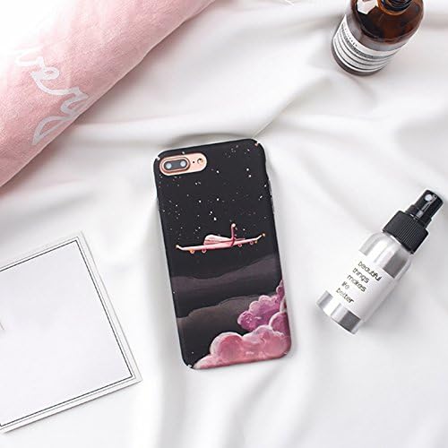 Corcrest(TM) Cartoon Space Moon Plane Phone Cases For iPhone x 6 6s 6 Plus 7 7 Plus 8 8 Plus Scrub hard PC Case Back Cover for iPhone 6 Case [ Plane - IPhone 7 8 ]