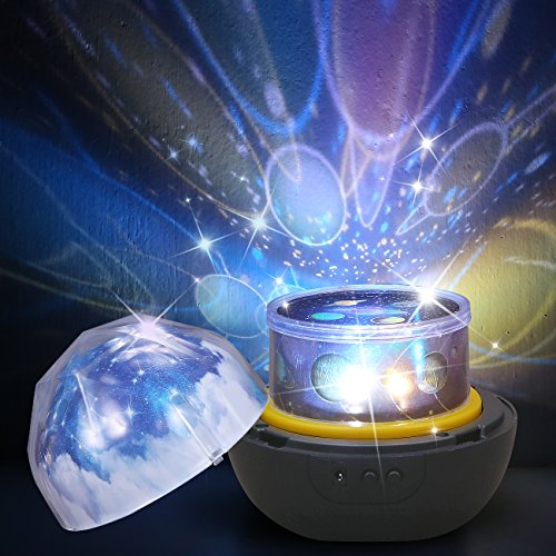 Night Lights for Kids, HALOFUN Color Changing Romantic Rotating Sky Cosmos Cover projection Lamp with 3 Brightness Adjustment, Decorative Mood Relaxing Light Show for Children and Adults