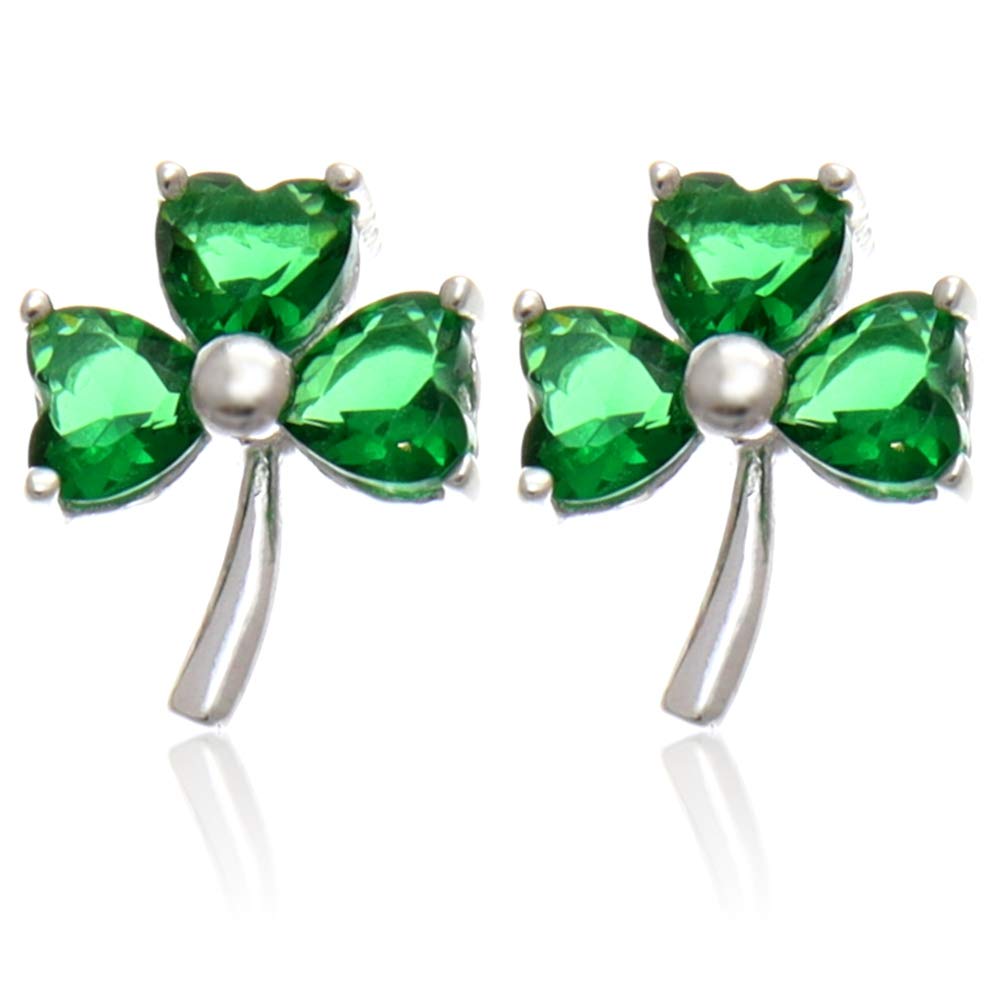 Alexander Castle 925 Sterling Silver Irish Shamrock Celtic Earrings for Women - St Patrick's Day Stud Earrings with Jewelry Gift Box