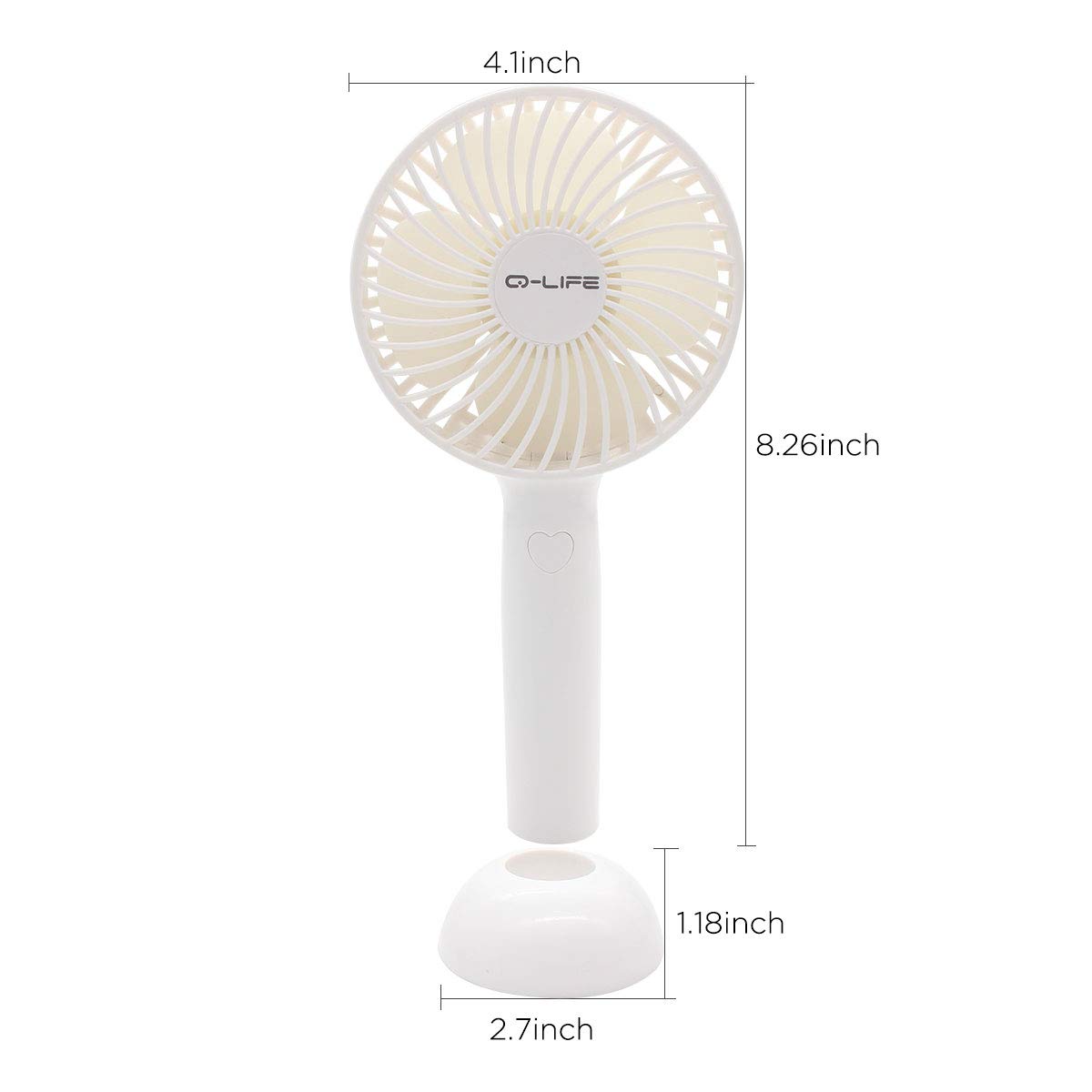 Hand Held Fan,Mini Electric Portable Desktop Table Desk Fan, 3 Speeds USB Rechargeable Fan for Concert Home Office Outdoor Travel (White)