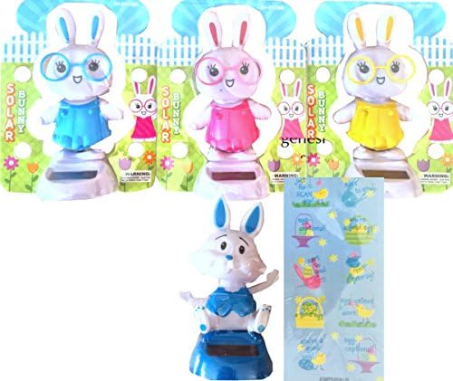 Rare Solar Powered Dancing Easter Bunny, Lamb, & Chick Gift Set (Solar Bunnies & Solar Blue Bunny)