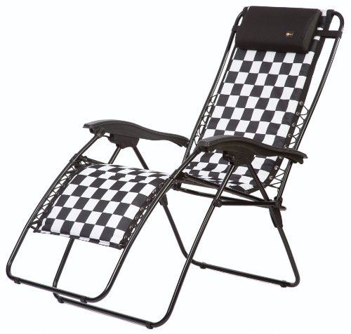 Faulkner 48969 Malibu Style Checkered Flag Padded Recliner with Plastic Armrests, Standard