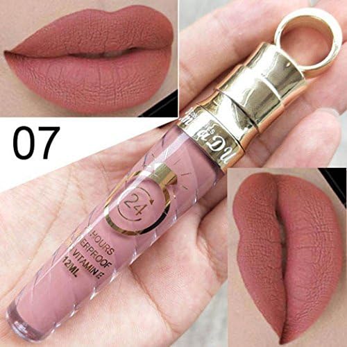 Poluck Matte+ Metallic Liquid Lipstick Waterproof Smooth Long Lasting 24 Hours Beauty Lip Gloss (G)