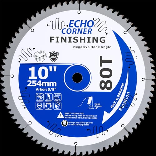 10" Fine Finish Sliding Compound/Radial Arm Saw Blade, Negative(-5°) 80T photo 6