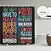 Riyidecor Quotes Shower Curtain Educational Positive Inspirational Motivational Rules Superhero Black Kids Bathroom Decor Fabric Panel 72x72 Inch Waterproof Polyester 12 Pack Shower Hooks