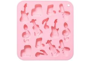 DanLingJewelry 2Pcs Pink Musical Instrument Silicone Chocolate Molds Music Note Guitar Shape Candy Molds for DIY Baking Cake 