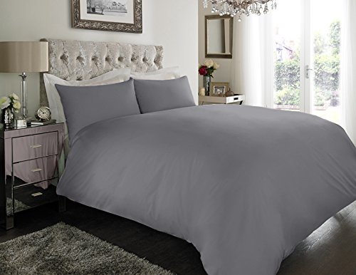 Sapphire Collection 100% Egyptian Cotton 200 Thread Count Duvet Cover With Pillow Case Bedding Set (King, Grey)