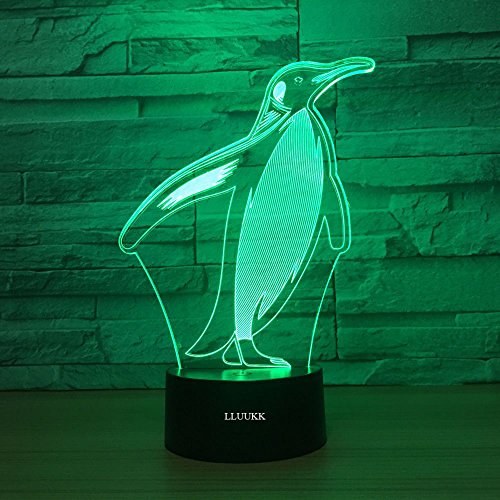 image for LLUUKK Visual 3D Night Light Lamp Penguin Toys Desk Lamp Table Decorat