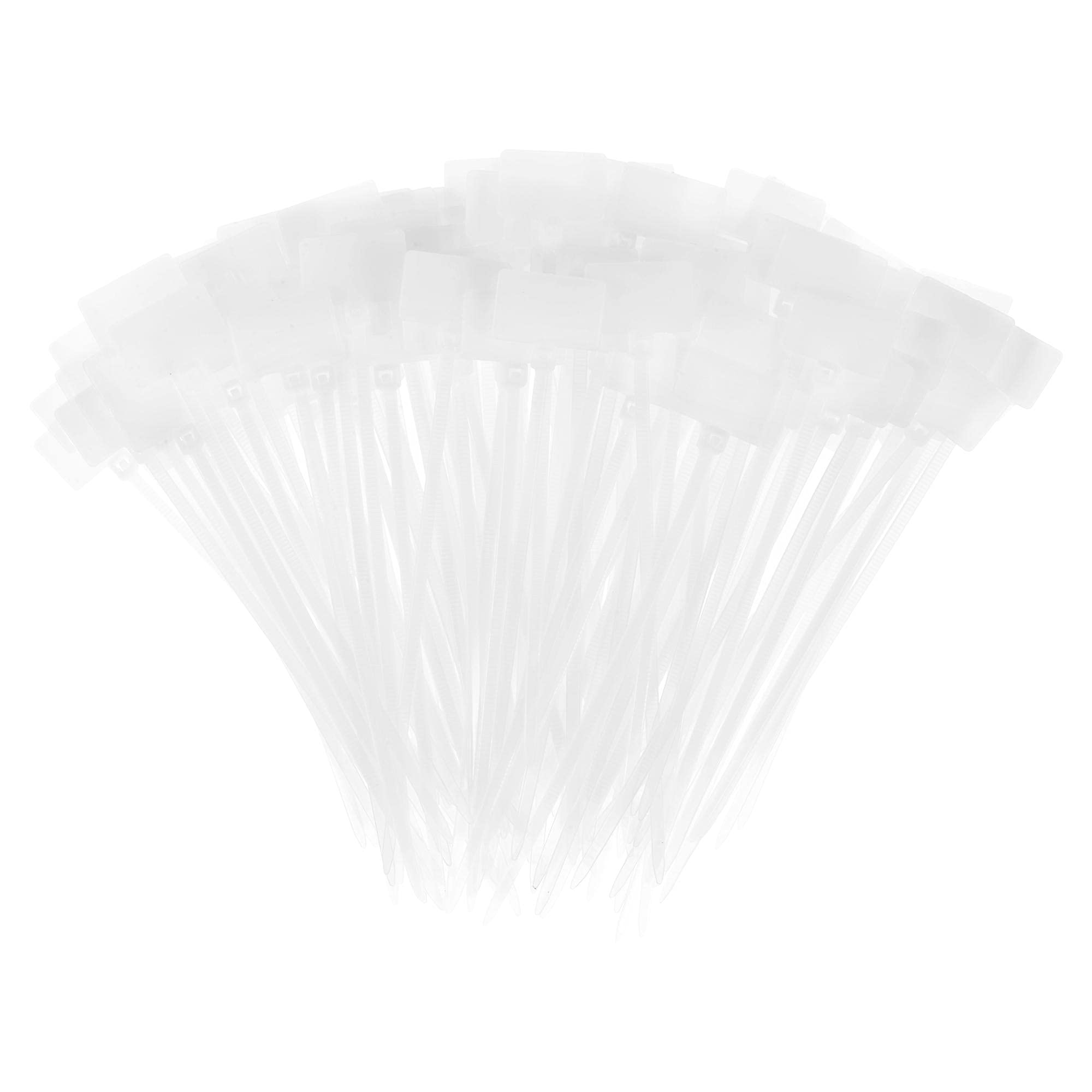 sourcing map 300pcs Nylon Cable Ties Tags Label Marker Self-Locking for Marking Organizing 100mm White