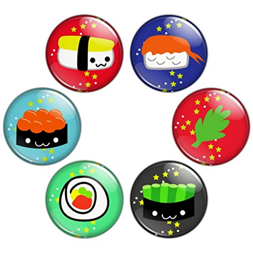 Button Bistro Girls' Yum Yum Sushi 1.25 inch (32 mm) Pinback Button Set Badges Pins