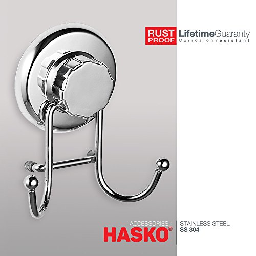 HASKO accessories Suction Cup Paper Towel Holder with Shelf and Hooks  Chrome