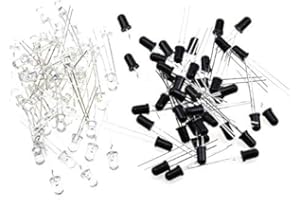 5mm 940nm 50Pcs LEDs IR Infrared Emitter + 50Pcs IR Receiver LED Diode Light Lamp for Arduino (Pack of 100Pcs) (50Pcs Emitter