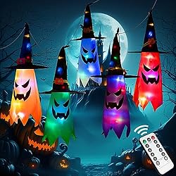 Halloween Decorations WindSock, 5 PCS Witch Hat