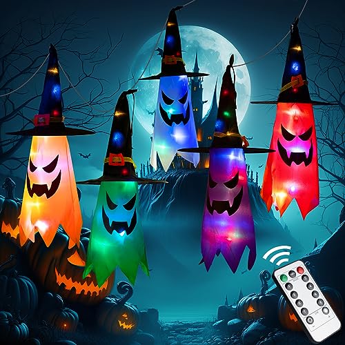 Halloween Decorations WindSock, 5 PCS Witch Hat