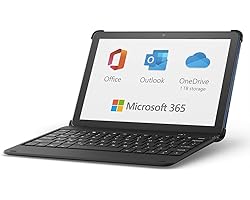All-new Fire HD 10 tablet, 64 GB, Denim + Bluetooth keyboard + 12-month Microsoft 365 Personal subscription (auto-renews)