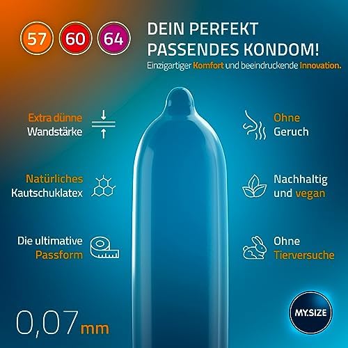 Kondome - 3 x 10er set 57, 60, 64 mm 3x10 Stück extra dünn | mit Natürlichem Hautgefühl | Wandstärke von 0,07 mm